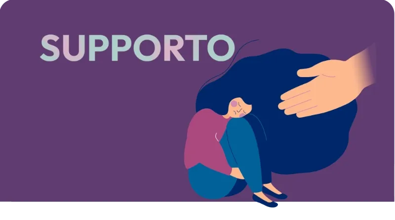 Illustrazione che rappresenta il supporto ad una donna con il tumore al seno