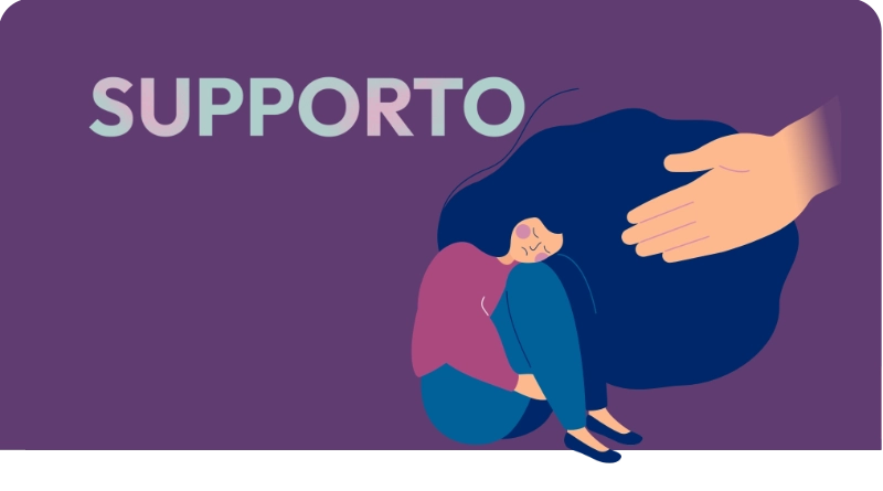 Illustrazione che rappresenta il supporto ad una donna con il tumore al seno